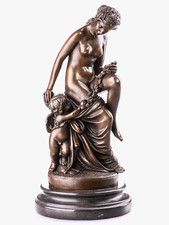 Bronzefigur Venus und Liebesgott Amor Statue Skulptur römische Mythologie Kunst