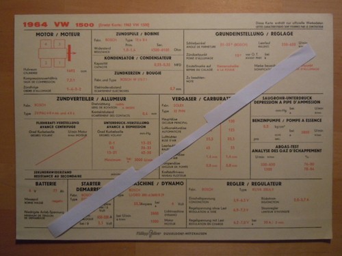1500 1964 einstelldaten - 1500,