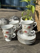 Chodziez Porzellantassen mit Rosendekor, 5er Set + Bonus