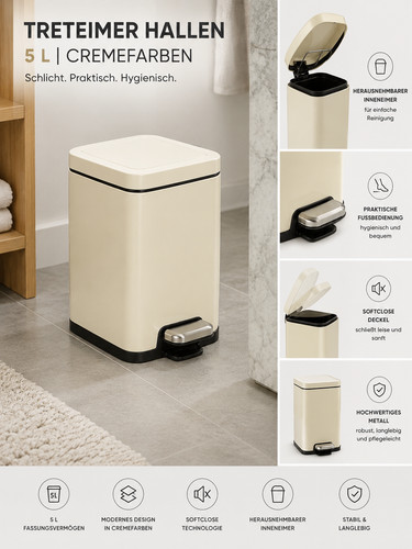 Hallen treteimer creme liter - hallen,