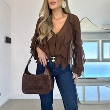 Damen V-Neck Langarmshirt