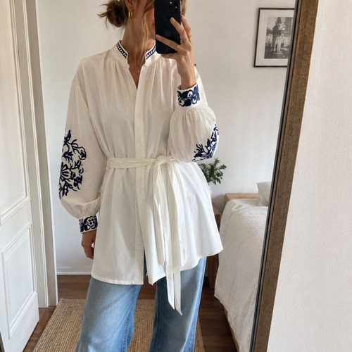 Premium bluse weiß - h&m, blau