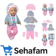 Puppenkleidungsset für 36-43 cm Puppen: Mantel, Bluse, Hosen, Hut & Socken