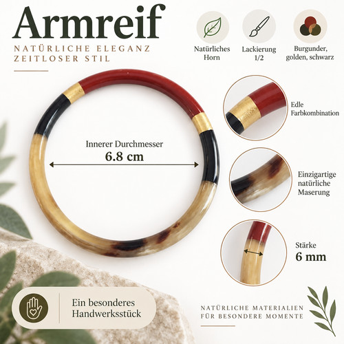 Armreif naturhorn burgunder - naturhorn,