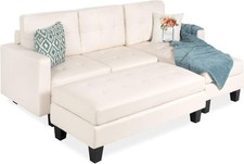 Tufted Leather 3-Seat L-Shape