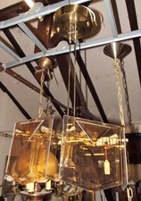 Lampe, Deckenlampe, Glas, Messing, Halogen, Ausstellungsstück, Nr. 49 ( W )