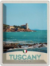 Blechschild 40x30 cm Toskana Italien Urlaub Meer Strand Haus Bildmotiv Reisemoti
