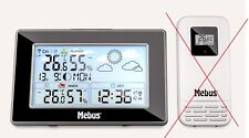 MEBUS Wetterstation 40917: Funkuhr, Außensensor, Mondkalender, Schwarz-Silber