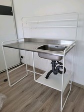 IKEA UDDEN Spüle Spültisch Spülentisch Spülbecken Edelstahl Tisch mit Siphon NEU