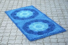 Toller 70er Jahre Teppich 133 x 68 cm Vintage 70er Space Age Blau Langflor