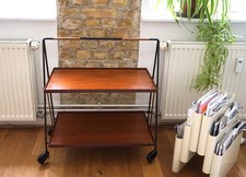 60er Jahre Teak Bar , Teewagen, Servierwagen, Trolley - klappbar