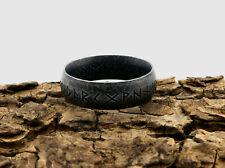 Nordic Viking Runen Ring aus Edelstahl Schwarz Silber Wikinger Retro Runenring