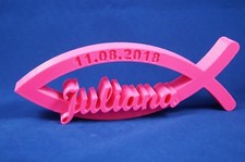 Konfirmation Kommunion Geschenk Fisch Name individuell viele Farben Datum 