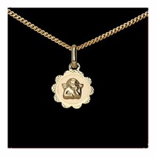 Schutzengel Anhänger Gold 333 mit verschiedenen Goldketten Taufe Geburt