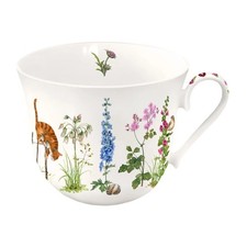 Tasse, Porzellantasse STOCKROSEN 11,5cm 0,4l Grätz Verlag | Blumen, Katze