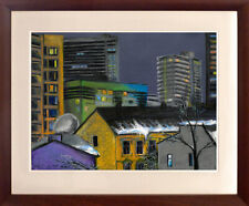 55x46 Original Framed Pastel Drawing Architektur Pastellzeichnung Architectural