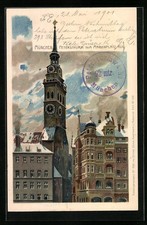 Künstler-AK Zeno Diemer: München, Petersturm vom Marienplatz aus 1901 