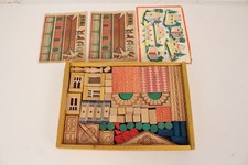 WE Holzbaukasten Haus 50er Jahre No.65/1-100 U.S Zone Germany Bausteine vintage