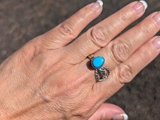 Navajo Türkis Seil Lasso Sterlingsilber Ring Indianer Schmuck Größe 8US