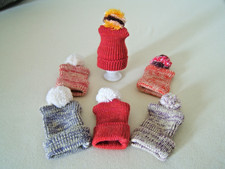 6x Eierwärmer bunt mit Wollbommel Handarbeit für Weihnachten