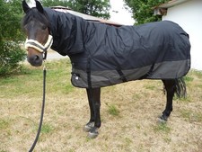 *1200 D. OUTDOORDECKE+HALSTEIL 400g Füllung 145 cm Schwarz-Grau Wasserdicht