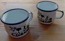 MÜNDER-EMAIL Emaillebecher Cafe Kaffe Milch Tasse Becher Kuh Design wie NEU