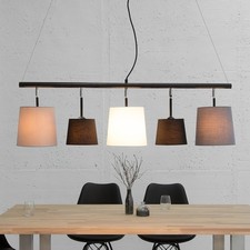 Design Hängeleuchte LEVELS 100cm schwarz grau Leinenschirme Design by KARE