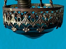 Antike Lampe Goldblech Glas Deckenlampe Puppenstube Puppenhaus   dollhouse lamp
