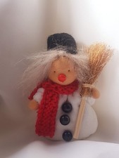 Jahreszeitentisch Schneemann mit Besen Waldorf  Nickistoff  niedlich Handmade
