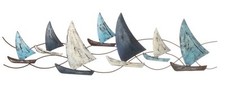 dekorative Wanddeko maritimes Wandobjekt aus Metall Motiv Segelboote 
