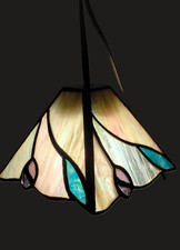 Fa. Honsel kleine Hängelampe Tiffany Stil ca.1990, HalogenG4 mit Trafo im Pendel