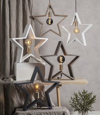 Stern Lampe Holzstern weiß