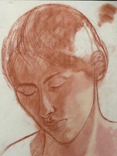 KREIDE ZEICHNUNG AUF PAPIER PERSONEN FRAU PORTRAIT