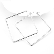 XXL Creolen Raute / Quadrat Edelstahl Ohrringe Damen Große Kreolen