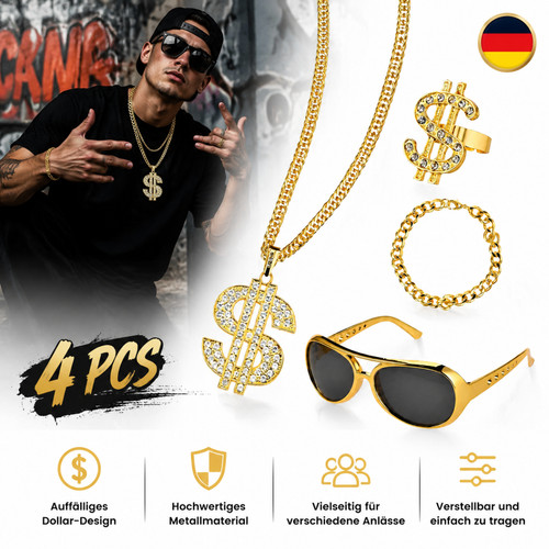 Retro teilig gold rapper - retro, 4-teilig