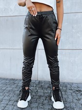 Damen Kunstlederhose Schwarz
