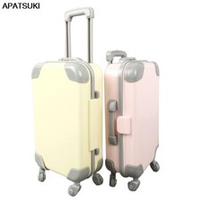 Gelb Rosa Plastik Reisegepäck Koffer Mini Koffer für Barbie Puppe 1/6 Zubehör