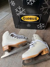 Globus Eiskunstlaufschuhe Schlittschuhe weiß Gr. 35 Eislaufen mit OVP Leder Holz