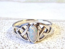 RING 925 Sterling SILBER Edelstein OPAL lab. WEIß oval Gr. 17, 18, 19, 20