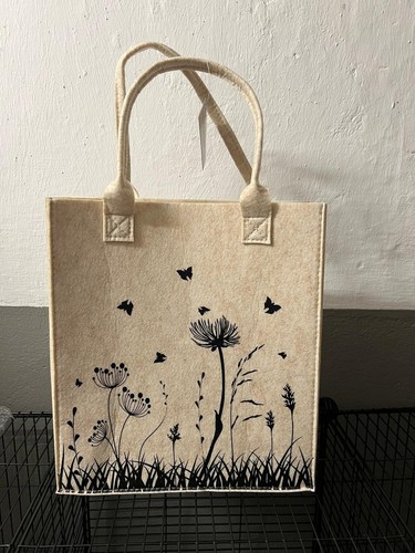 Filztasche beige blumen - filztasche,