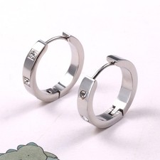 Damen Ohrringe Creolen Ohrschmuck Ohrstecker Edelstahl Silber Zirkonia