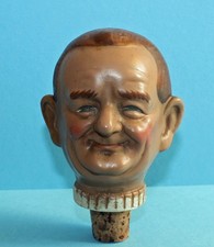 Alter Zierkorken Lyndon B. Johnson / Flaschenverschluss / Bottle Stopper LBJ
