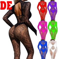 Damen Sexy Bodystockings Nylon Strümpfe Unterwäsche Teddy Overall Netz Dessous
