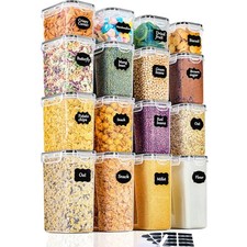 16 Stück Vorratsdosen Set mit Deckel – Platzsparender Küchen Organizer für Müsli