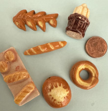 6  Figuren Puppenhaus, Miniaturen, Fevres, Baguette, Brot, Frankreich -1 A
