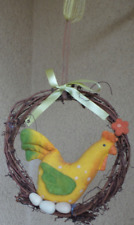 Süße Deko Huhn Henne im Weidenkranz zum Aufhängen Dekoration Frühling Geschenk