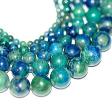 Chrysokoll Perlen 4-12 mm Kugeln gefärbt tolle Grün- und Blautöne, 1 Strang