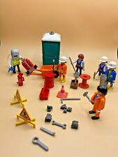 Playmobil - 6 Bauarbeiter / Straßenbau / Baustelle / Toilette / Werkzeug
