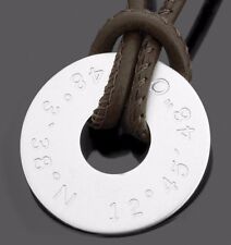 Lederkette, Herrenkette mit Koordinaten, Männerschmuck mit Gravur