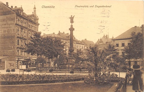 Chemnitz theaterplatz mit - ak,